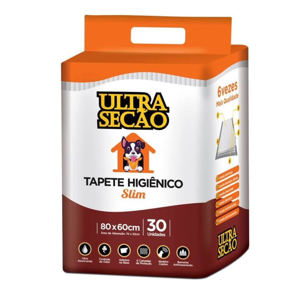 Tapete Higiênico 80x60cm 30un Ultra Secão Slim Great Pets