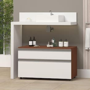 Gabinete Inferior 80cm 2 Gavetas Safira - Branco - Branco