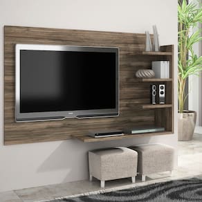 Painel de Parede para Tv Sala Elegante 4 Prateleira Rústico