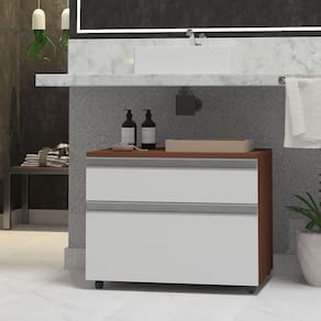 Gabinete Inferior 60cm 2 Gavetas Safira - Branco - Branco