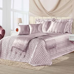 Kit Cobre Leito King Perola Com Almofadas E Xale 10 Peças - Rose