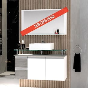 Gabinete Banheiro 2 Gavetas 2 Portas Diamante 80cm - Cinza Rovere - Cinza
