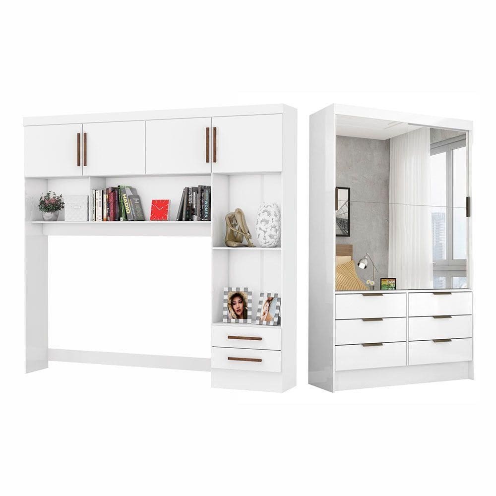 Guarda Roupa Sevilha Premium Com Cama Casal Carioca Móveis Branco