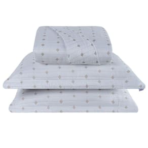 Cobre Leito Queen Decor Bordado 200 Fios 3 Peças - Branco