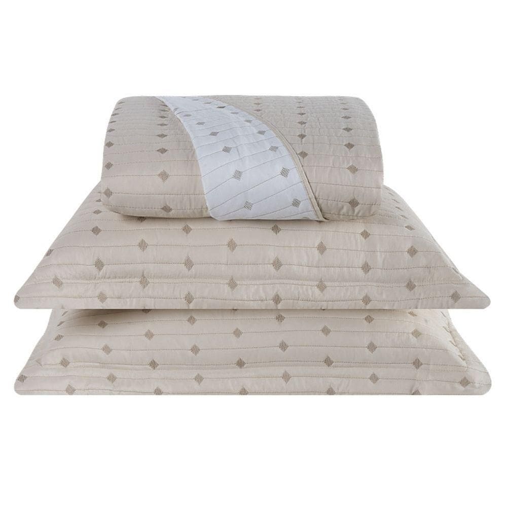 Cobre Leito King Decor Bordado 200 Fios 3 Peças - Avela