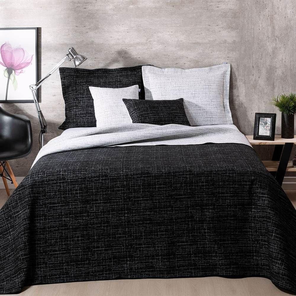 Colcha Queen Jacquard Dual Dupla Face 5 Peças - Preto