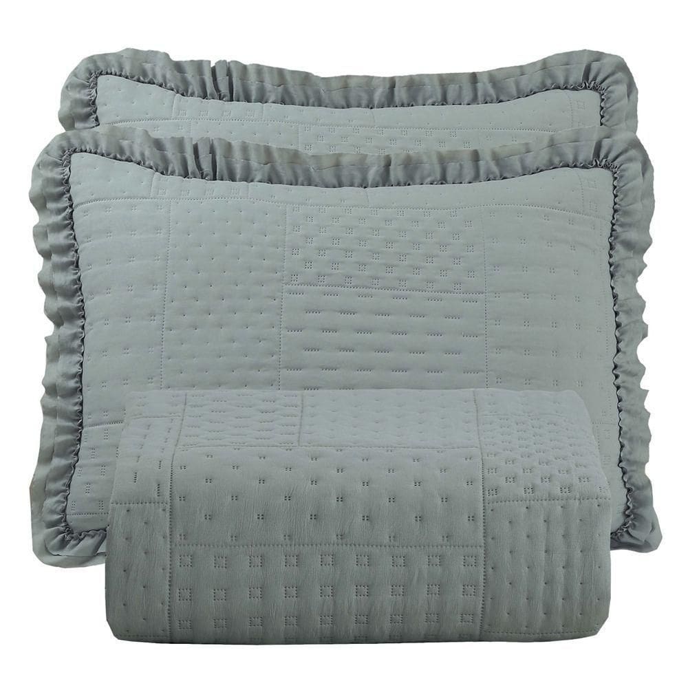 Cobre Leito Casal Percal 300 Fios Babado Malvinni 3 Peças Cor Grafiti