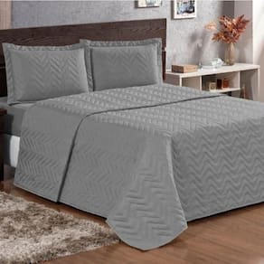 Cobre Leito King Pratic Lisa 3 Peças - Cinza