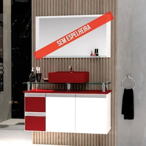 Gabinete Banheiro 2 Gavetas 2 Portas Diamante 80cm - Vinho - Com Cuba Vinho - Vermelho