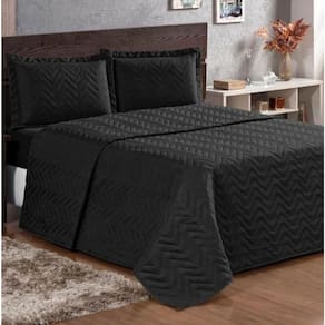 Cobre Leito Queen Pratic Lisa 3 Peças - Preto