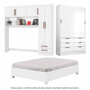Guarda Roupa Modulado Sevilha Com Cama Casal Carioca Móveis Branco