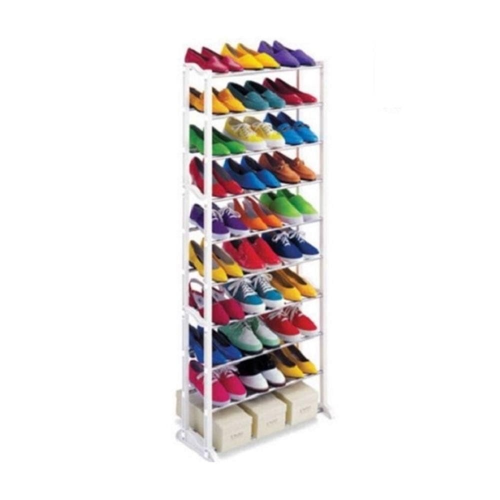 Sapateira Vertical De Chao Gigante Com 10 Prateleiras 30 Pares De Sapatao Organizador Tenis Quarto Closet