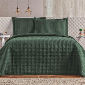 Cobre Leito Queen Plata Percal 200 Fios 3 Peças - Verde Militar