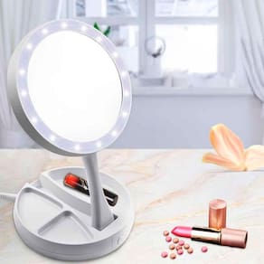 Espelho De Bancada Dobrável Iluminado Led Perfeito Para Você