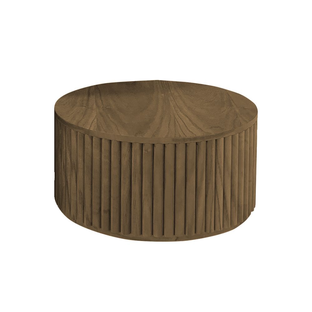 Mesa de Centro Decorativa Lua 01 D40cm em Madeira Maciça - Castanho
