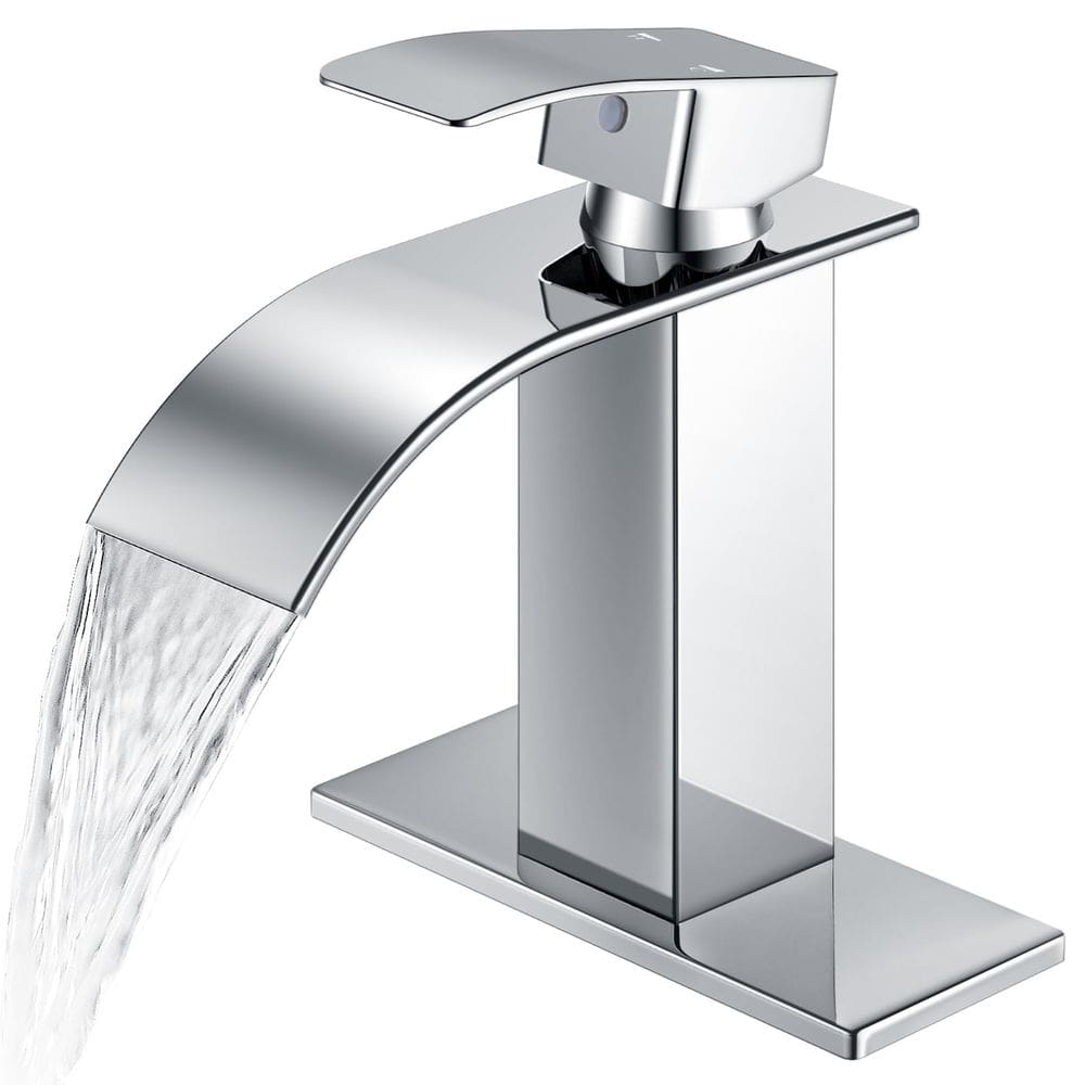 Torneira de banheiro Qomolangma Waterfall Chrome com alça única