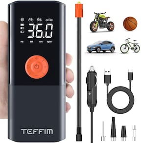 Compressor de ar portátil Teffim com inflador de pneus 12V com 10000mAh