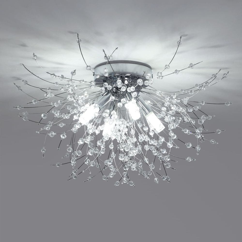 Luminária de teto HMVPL Chrome Crystal 4-Light Firework