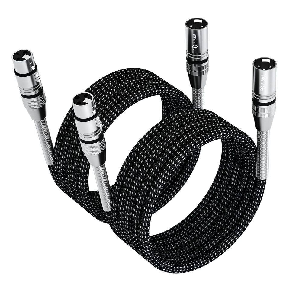 Cabo XLR FIBBR 7,6 m-2, pacote de nylon trançado de macho para mulher