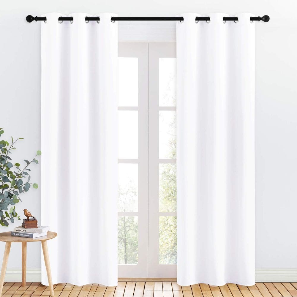 Painéis de cortina NICETOWN 50% Light Blocking 34x84cm brancos (2)