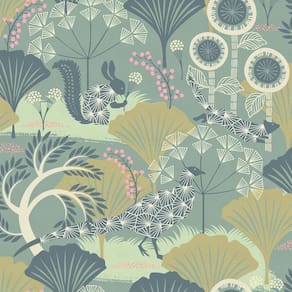 Papel de parede Livebor Floral Peel and Stick Green 45 cm x 10 m