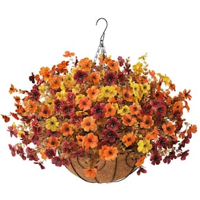 Cesta suspensa de flores artificiais Ammyoo Autumn Decor