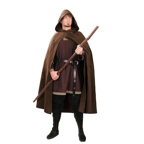 Capa JPXH Renaissance com capuz, traje medieval marrom