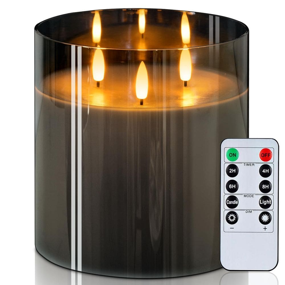 Vela sem chama Homemory, pilar LED de vidro de 6x6" com controle remoto