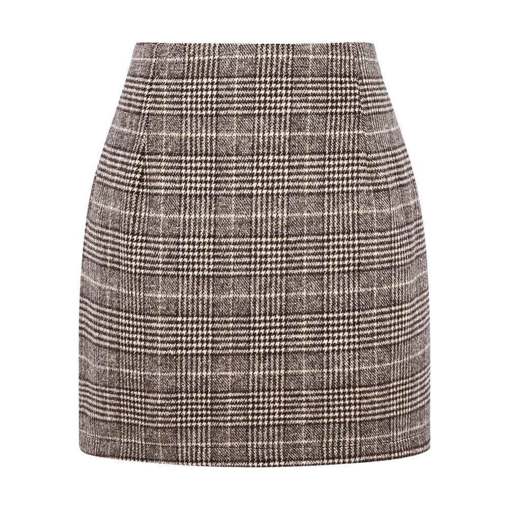 Mini saia IDEALSANXUN de lã xadrez de outono e inverno para mulheres