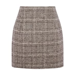 Mini saia IDEALSANXUN de lã xadrez de outono e inverno para mulheres