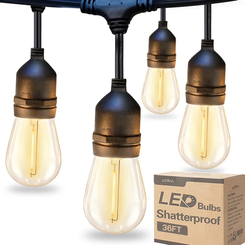 Complemento de luzes de corda LED para exteriores de 36 m com lâmpadas reguláveis ETL