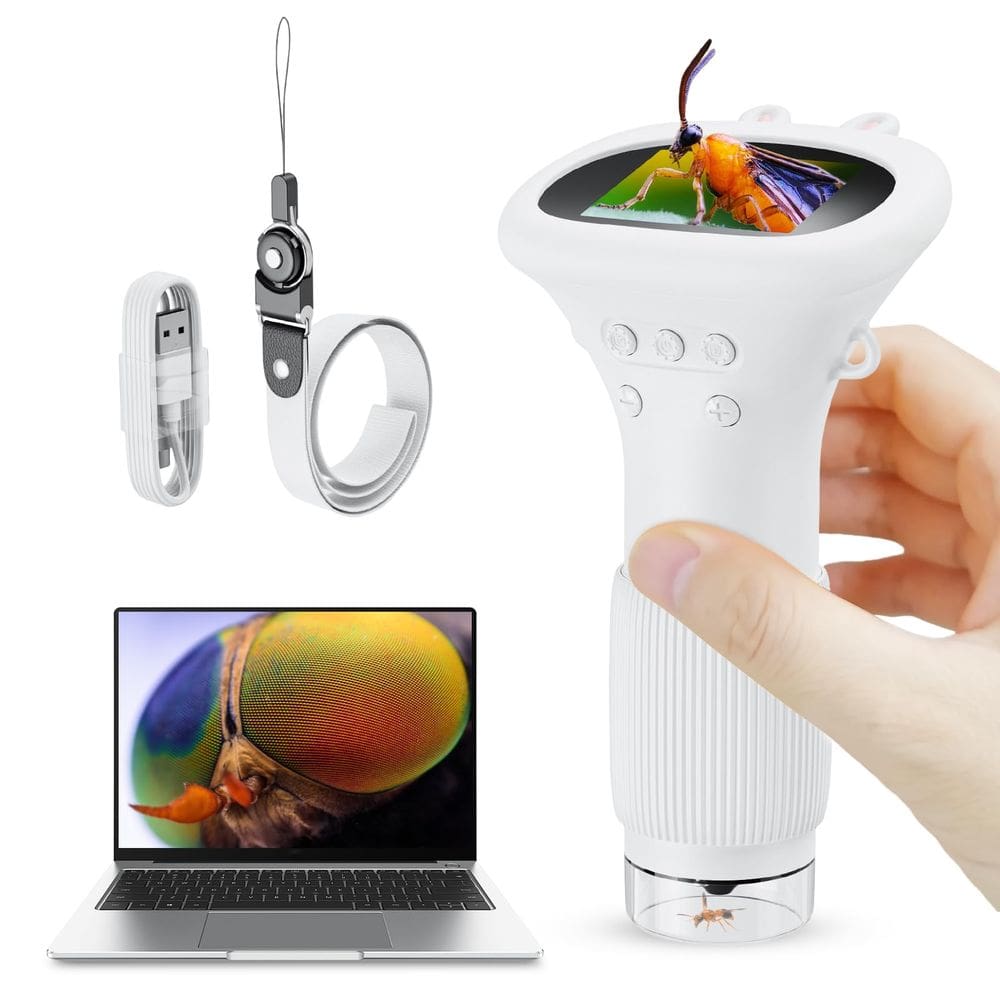 Microscópio Ashfly para crianças com câmera de 5 MP, tela de 2 polegadas com zoom de 200x