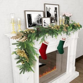 Guirlanda de Natal TISEMENT Norfolk Pine com flores douradas de 6 pés