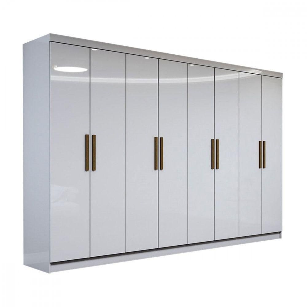 Guarda Roupa Casal Em MDP 8 Portas E 4 Gavetas Maxel Móveis Branco