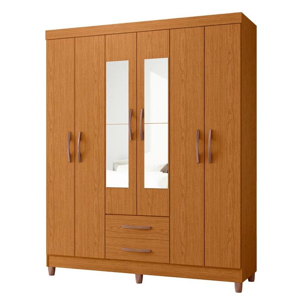 Guarda Roupa Âmbar 6 Portas com Espelho Cinamomo - ABZ