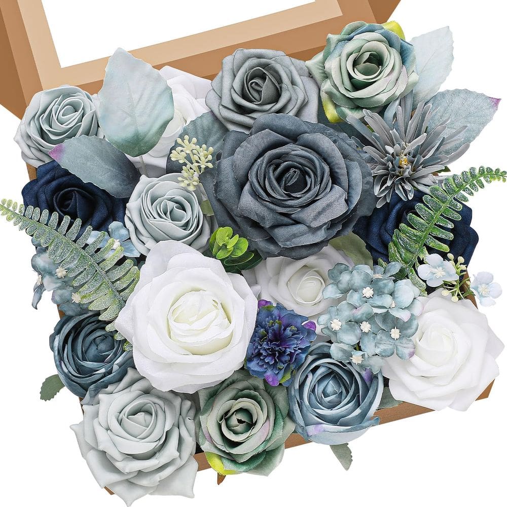 Combinação de flores artificiais Silk Realistic Dusty Blue Serwalin