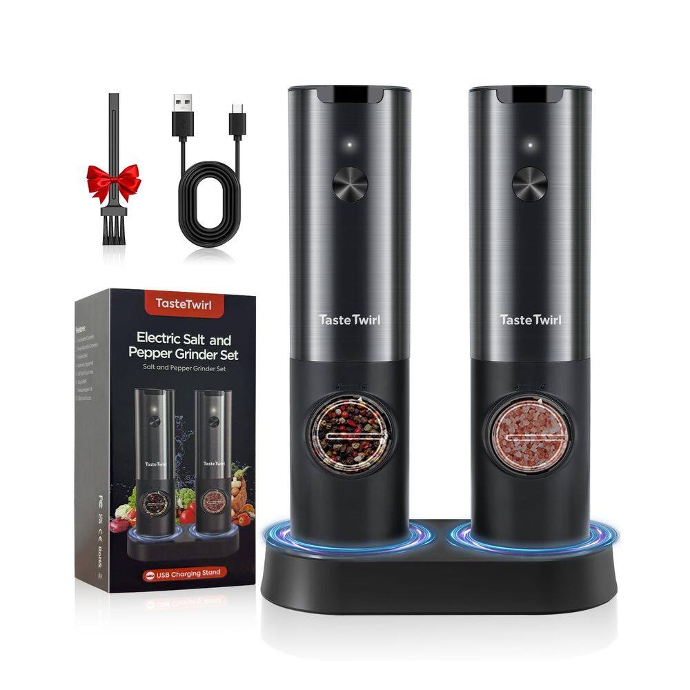 Conjunto elétrico de moedor de sal e pimenta TasteTwirl USB recarregável