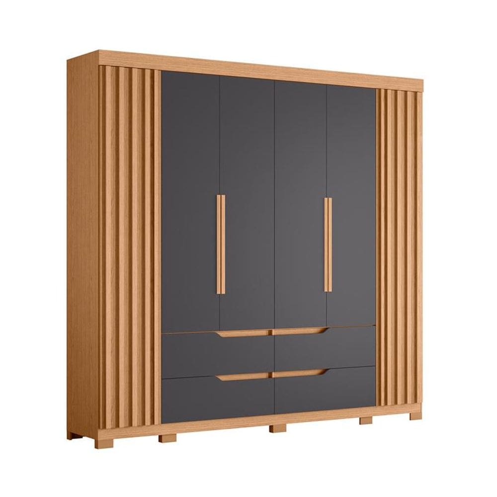 Guarda Roupa Doble Casal 6 Portas Freijó/Titanium - ABZ