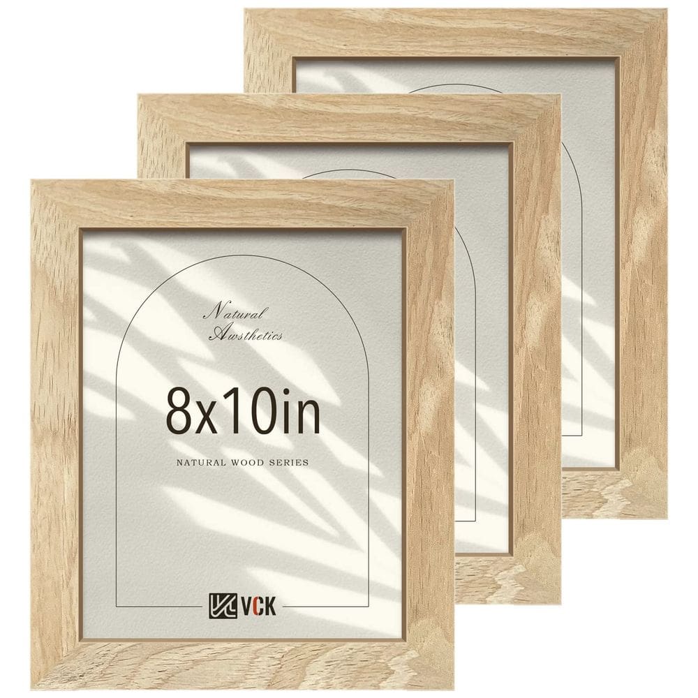 Porta-retratos VCK Natural Wood Beige 8x10, conjunto de 3