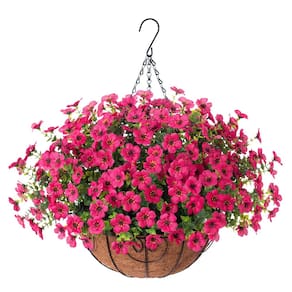 Plantas artificiais suspensas HyeFlora Hotpink Daisy com plantador