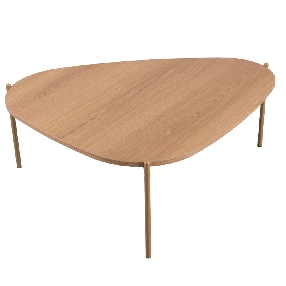 Mesa de Centro Orgânica Artesano 77 cm (Largura) em MDP Hanover e Pés em Aço Dourado