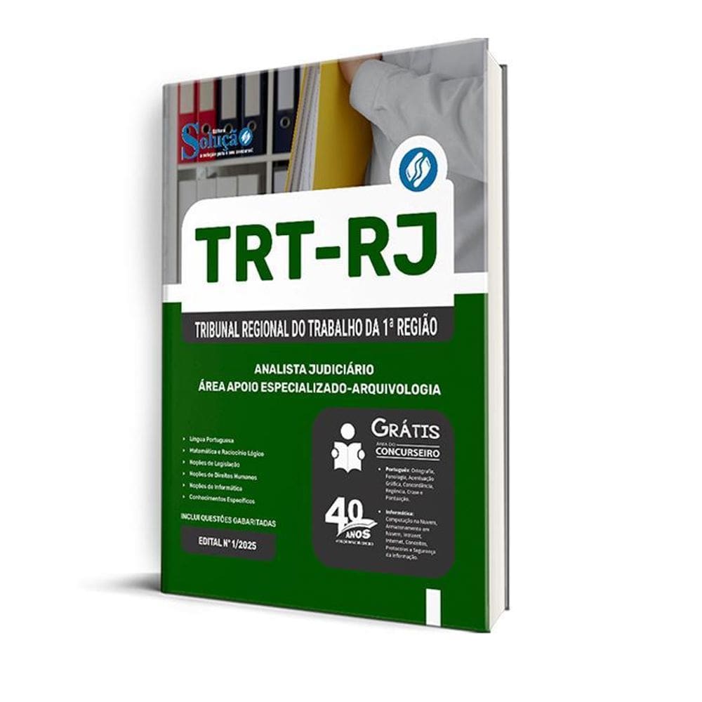 Apostila Trt Rj 2025 Analista Judiciário Área Apoio