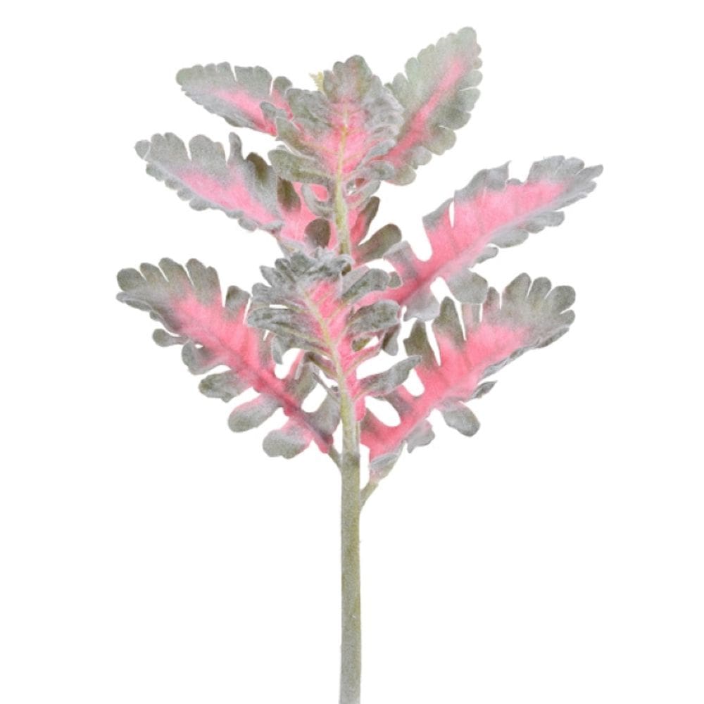 Haste Folhas Flocadas X9 Creme Vermelho