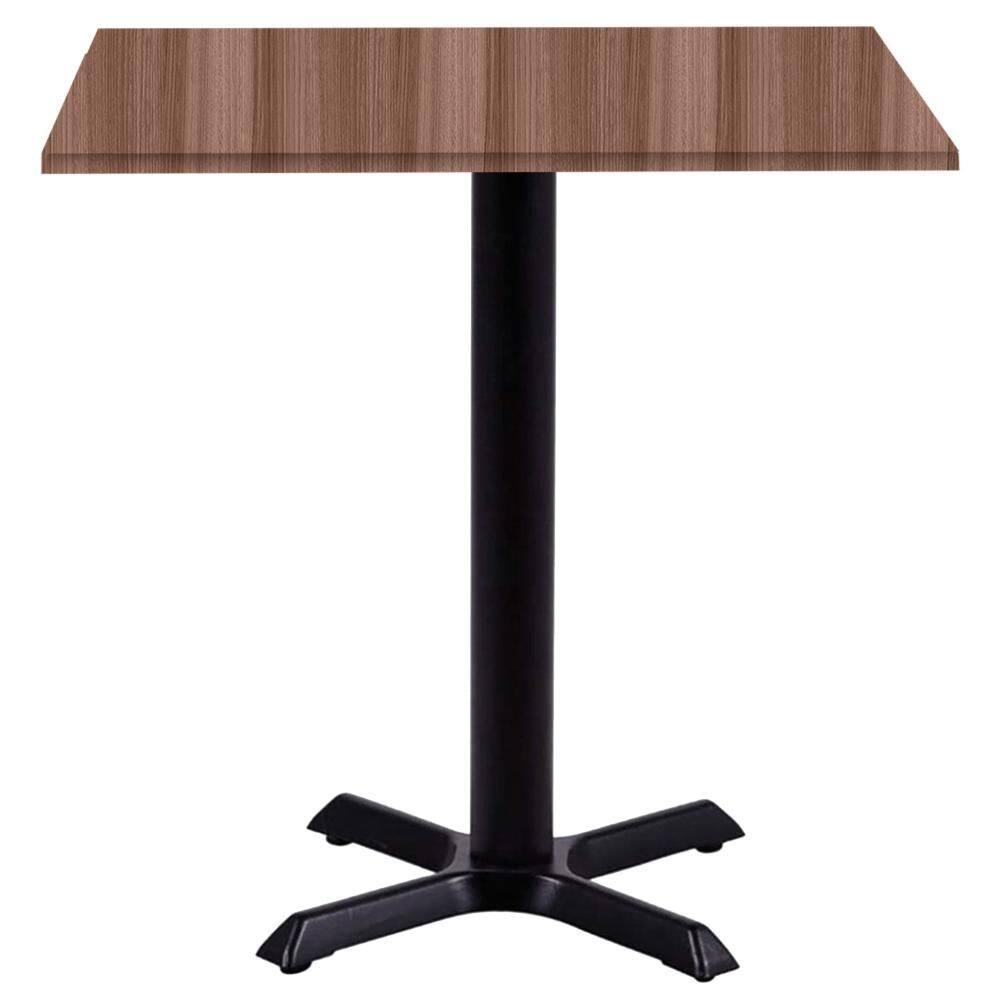 Mesa Ômega Ferro Preto 74 cm (Alt) Base em X Tampo MDP Quadrado 60 cm (Larg) x 2,50 cm (Alt) Walnut
