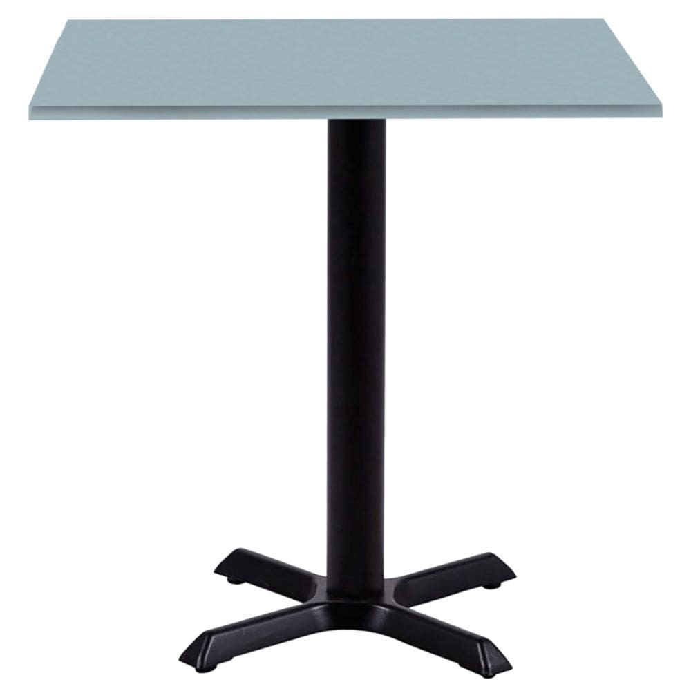 Mesa Ômega Ferro Preto 74 cm (Alt) Base em X Tampo MDP Quadrado 60 cm (Larg) x 2,50 cm (Alt) Cinza