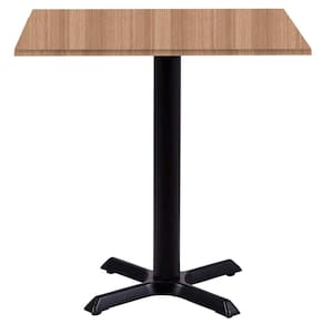 Mesa Ômega Ferro Preto 74 cm (Alt) Base em X Tampo MDP Quadrado 60 cm (Larg) x 2,50 cm (Alt) Noce Nat