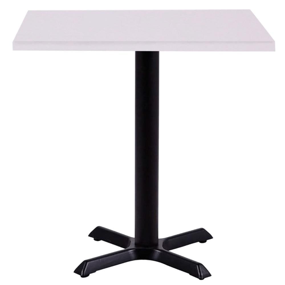 Mesa Ômega Ferro Preto 74 cm (Alt) Base em X Tampo MDP Quadrado 70 cm (Larg) x 2,50 cm (Alt) Branco