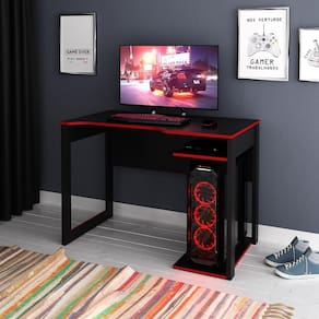 Mesa para Computador Gamer ME4161 Preto Vermelho Tecnomobili