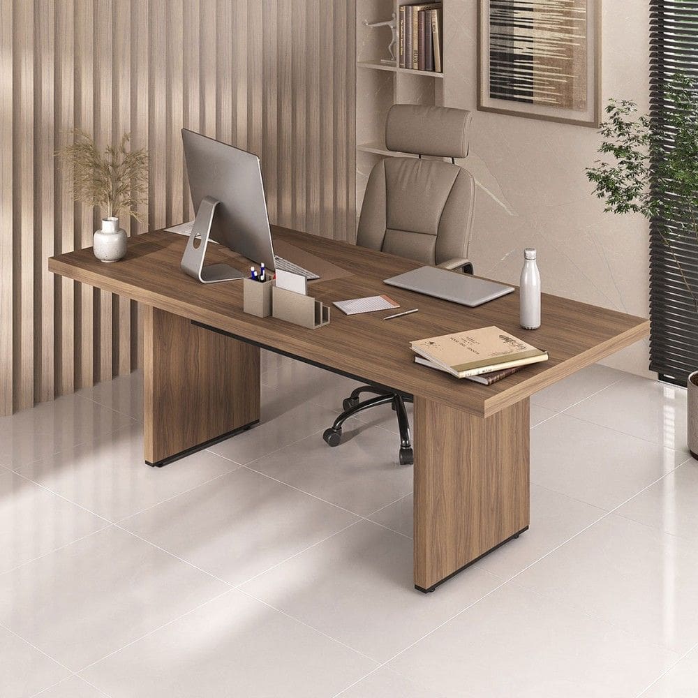 Mesa para Escritório Tamburato Nogal/Preto 6366 - Artany Móveis