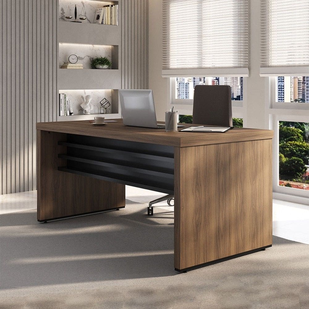 Mesa para Escritório Tamburato Nogal/Preto 6363 - Artany Móveis